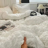 elvesmall Minimalist seersucker Duvet Cover Nordic Bedding Double Bed Modern Bedding Set Skin Friendly Down Duvet Cover Bed Decoration