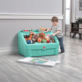 elvesmall 2-In-1 Toddler Toy Storage Box Plastic Durable with Lid Bedroom Playroom