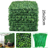 elvesmall 20PCS Artificial Flowers Boxwood Grass 25x25cm Backdrop Panels Topiary Hedge Plant Garden Backyard Fence Greenery Wall Decor