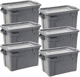 elvesmall With Lid Rugged/Reusable Boxes for Moving/Camping/Garage/Basement Storage Gray Box Pack of 6 freight free