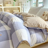 elvesmall Black Buffalo Plaid Cotton Duvet Cover Love Printed Reversible Comforter Covers Only, White Checkered Geometric Nordic Bedding