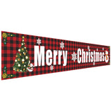 elvesmall  Large Merry Christmas Banner Red Plaid Yard Christmas Banner Christmas Decorations for Outdoor Indoor Xmas Party Decor 296x48cm