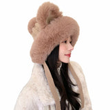 elvesmall Cute Fox Ear Plush Hat Children's Winter Plush Thickened Ear Protection Woolen Hat