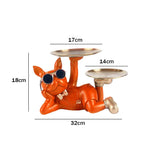 elvesmall  Bulldog Cool Sculpture Dog Ornament Butler Storage Box with Tray Nordic Table Decoration Resin Animal Sculpture Coin Piggy Bank