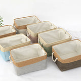 elvesmall Cotton and Linen Foldable Storage Basket for Sorting and Organizing Miscellaneous Items Storage Baskets Woven Basket