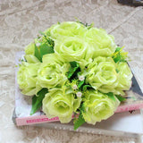 elvesmall  Cheap Artificial Flower Ball Plastic Green Mesh Base Silk Table Centerpieces For Wedding Decor Party Road Lead Flower Bouquets