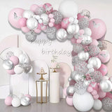 elvesmall 98pcs Pink Silver Butterfly Balloon Garland Arch Kit Birthday Party Decoration Kids Wedding Decor Baby Shower Girl Latex Baloon