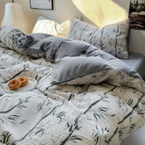 elvesmall Ins Bedding Set Duvet Cover Fresh Blue Floral. Wrinkled Yann Bed Set Of Four Pieces, Washing Cotton Sheets Bed Sheets