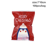 elvesmall 100pcs Hot Seal Christmas Cookie Bags Handmade Candy Nougat Baking Packaging bag Christmas Decorations  New Year  xmas Gift