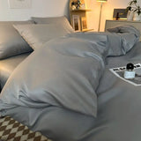 elvesmall  Bedding Set  Luxury Double-Sided Cool Feeling Ice Silk Washed Silk Nordic Style Duvet Cover Bed Sheet Summer Cool Quilt Set Gift