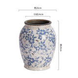 elvesmall Blue and White Porcelain Vases Flower Arrangements Living Room Decorations Chinese Style Ceramic Home Decoration Retro Porcelain