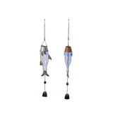 elvesmall Blue Metallic Fish Bells With Glass Bottle and Beads (2 Pcs) Home Decoration Wind Chimes Crafts Decor Garden