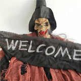 elvesmall  Halloween Hanging Ghost Haunted House Hanging Grim Witch Ghost Horror Props Electric Toys Home Door Bar Club Halloween Decor