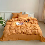 elvesmall INS Style Bedding Comforter Cover Set with Pillowcase bed sheet Single Full Bed Linen Orange Duvet Cover Queen/King Double Bed