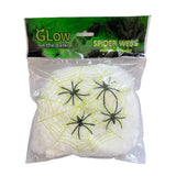 elvesmall Luminous spider web Halloween Decorations Super Stretch Spooky Cobwebs with Fake Spiders Indoor Outdoor Decor Bar Haunted House