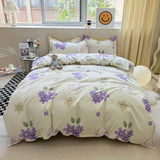 elvesmall Floral Print Brushed Home Bedding Set Simple Fresh Comfortable Duvet Cover Set with Sheet Comforter Covers Pillowcases Bed Linen