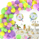 elvesmall 150 Pcs Fruit Green Purple Pink Yellow Bunny Aluminum Mold Balloon Garland Arch Set Girls Birthday Party Baby Shower Decorations