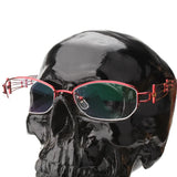 elvesmall  Resin Back Skull Decoration Helmet Glasses Bracket Black Skull with Spine Table Decoration Figurines & Miniatures Crafts