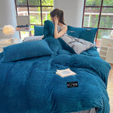 elvesmall 3pcs duvet cover Winter Warm Bedding sets Double Quilt Cover king Twin queen size bed thick Flano Coral Fleece with pillowscase