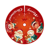 elvesmall 90cm Christmas Tree Skirt Red Rustic Snowflake Santa Claus Printed Xmas Tree Carpet Christmas Decor Mat New Year Decor For Home