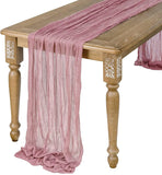 elvesmall  4PCS Cotton Gauze Table Runner Wedding Doily Sage Rustic Tablecloth Cheesecloth Table Cover Festival  Party Sheer Home Decor