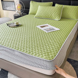 elvesmall  -  Simple Thicken Latex Summer Mat for Bed High-quality Cool Feeling Fabric Fitted Bed Sheet Set Queen Breathable Ice Silk Bed Mats
