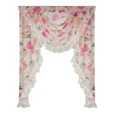 elvesmall 1PC Pink Honey Peach Valance Voile Wavy Curtain Head Lace Bottom Custom Window Panel Drape for Living Room