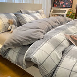 elvesmall  Professional Checkered Retro Grid Comforter Bedding Sets Cotton Bedding Set Bedding Jacquard King Linen Bed Duvet Cover Size