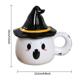 elvesmall Halloween Ghost Cup Fun and Unique Ghost Desgn Gifts for Family Friends Ceramic Mug with Lid