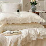 elvesmall Romantic Bedding Set Luxury French Wedding Chic Flowers Lace 1200TC Egyptian Cotton Duvet Cover Set Bed Sheets and Pillowcases