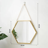 elvesmall Hexagon Shape Decorative Mirror Wall Decor Makeup Hanging Mirror Bathroom Cosmetic Mirror Bedroom Room Wall Decoration