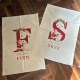 elvesmall personalised custom Name Initial stocking santa sack kid friend family merry Christmas Eve holiday present Toy gift bag Xmas box