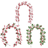 elvesmall  Christmas Garlands Pine Cone  Wreath With Red Berry Poinsettia Flowers Vine for Xmas New Year Home Fireplace Wall Decorations