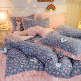 elvesmall Floral Style Bedsheet Set Ruffles Duvet Cover Sets with Pillowcase постельное белье Skin-friendly Bedding Home Bed Linen Sets