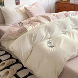 elvesmall New Duvet Cover Super Soft Pure Color Wash Quilt Cover 4-piece Bedding Set 3-piece Dormitory 180x220 200x230 Skin-friendly