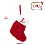 elvesmall Christmas Socks Knitting Snowflake Letter Stocking Christmas Decoration For Home 2024 Xmas Tree Ornament Gift Navidad Natal 2024