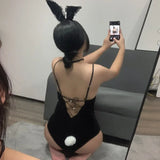 elvesmall  Plus Size Bunny Girl Cosplay Costume Maid Lingerie Rabbit Bodysuit Erotic Outfit women Wrapped Chest Sweet Gift for Girlfriend