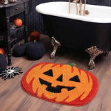 elvesmall Halloween Pumpkins Floor Door Mats Waterproof Kitchen Flannel Carpets Hallway Rugs Bedroom Bathroom Non-Slip Entrance Doormat