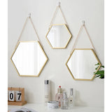 elvesmall Hexagon Shape Decorative Mirror Wall Decor Makeup Hanging Mirror Bathroom Cosmetic Mirror Bedroom Room Wall Decoration