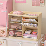elvesmall Cute Stationery Storage Box Organizer Multi-funct Desktop Drawer Oblique Pen Holder Office Organization Dust-proof Storage Rack