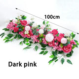 elvesmall 100cm DIY Wedding Flower Wall Decor Arrangement Supplies Silk Peony Rose Artificial Flower Row Decoration Wedding Arch Backdrop