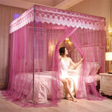 elvesmall New Pirncess Lace Mosquito Net for Bed Square Romantic Curtain Bed Net Canopy Mosquito Tent Mesh