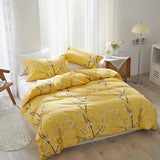 elvesmall  Candy Colours Plum Blossom Double Duvet Cover Set 220x240 Soft Skin Friendly Quilt Cover and Pillowcase Queen Blanket Cover Set