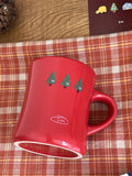 elvesmall  -  Creative Red Christmas Tree Graffiti Waisted Ceramic Mug Simple Handle Niche Design Household Heat-resistant Coffee Cup