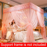 elvesmall Embroidery Lace Pleated Mosquito Net for Bed Square Romantic Princess Queen Size Double Bed Net Canopy Luxury Mosquito Tent Mesh