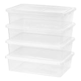 elvesmall 28 Qt. (7 gal.) Under Bed Plastic Storage Box, Clear, Set of 4