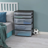 elvesmall Sterilite Plastic 5 Drawer Wide Tower Black clothes organizer  storage box  storage containers