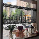 elvesmall 1PC Short Lace Curtain,Exquisite Floral Pattern Valance,Window Valances Pastoral Tulle Voile Home Decor Kitchen Door