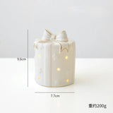 elvesmall Ceramic Christmas luminous snowman luminous car small desktop home ornament Christmas gift
