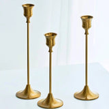 elvesmall 3pc Candlestick Holders Kit Brass Gold Candlestick Set Wedding Table Decorative Candlestick Stand for Party Dinning